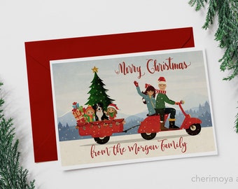 Custom Christmas Card Christmas Family portrait Christmas Couple portrait Custom Illustration Personalized Christmas Printable Greeting Card