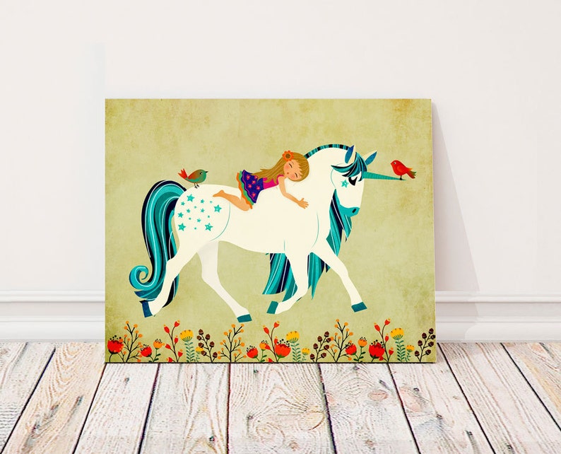 Unicorn Canvas Art Childrens Wall Art Baby Nursery Art Unicorn Etsy