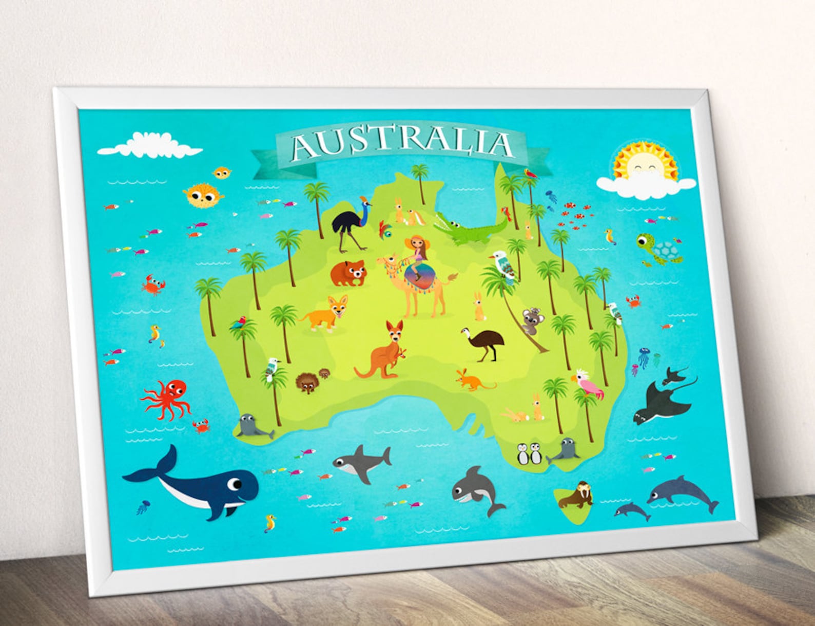 Australia Animal Map Kids Maps Map of Australia Kids Wall Maps - Etsy