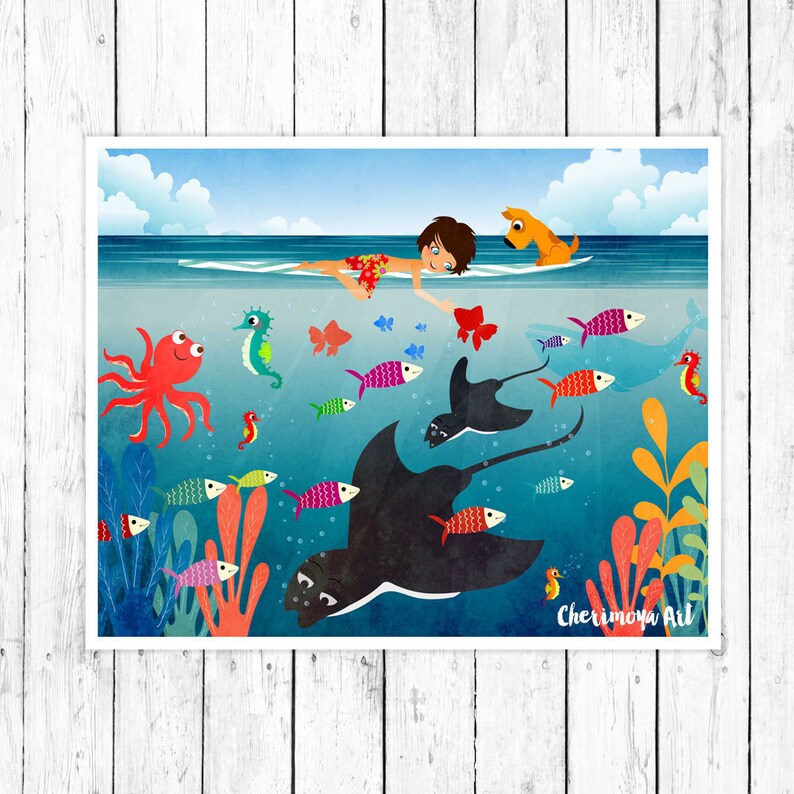 Surf Art Decor Beach Art Print Boy Room Decor Beach Art Etsy