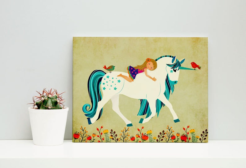 Unicorn Canvas Art Childrens Wall Art Baby Nursery Art Unicorn Etsy
