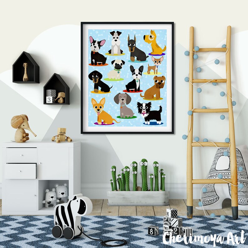 Dogs Wall Art Dogs Print Dog Wall Decor Dog Nursery Pet Lover Etsy