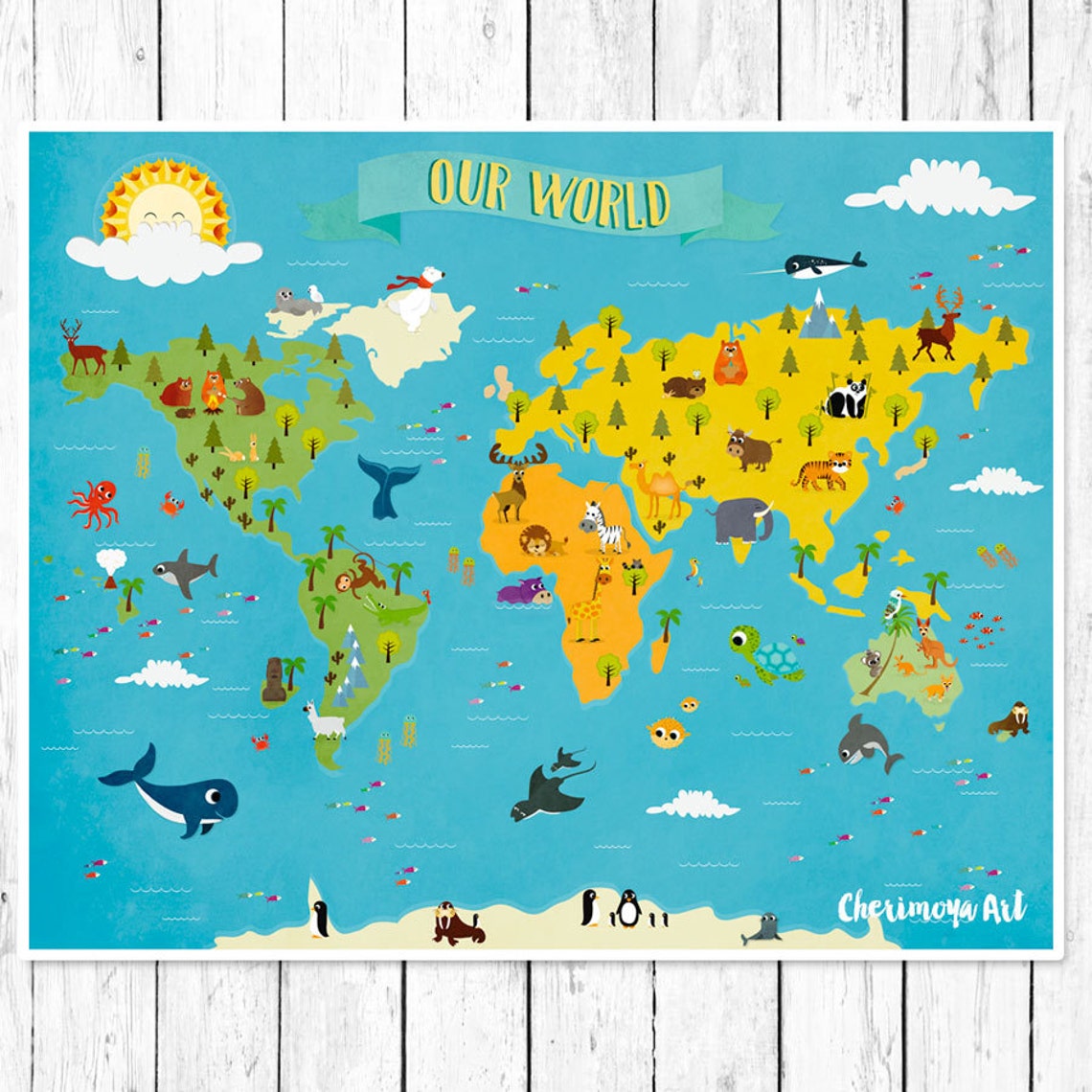 Kids World Map Personalized Baby Map Nursery World Map Etsy