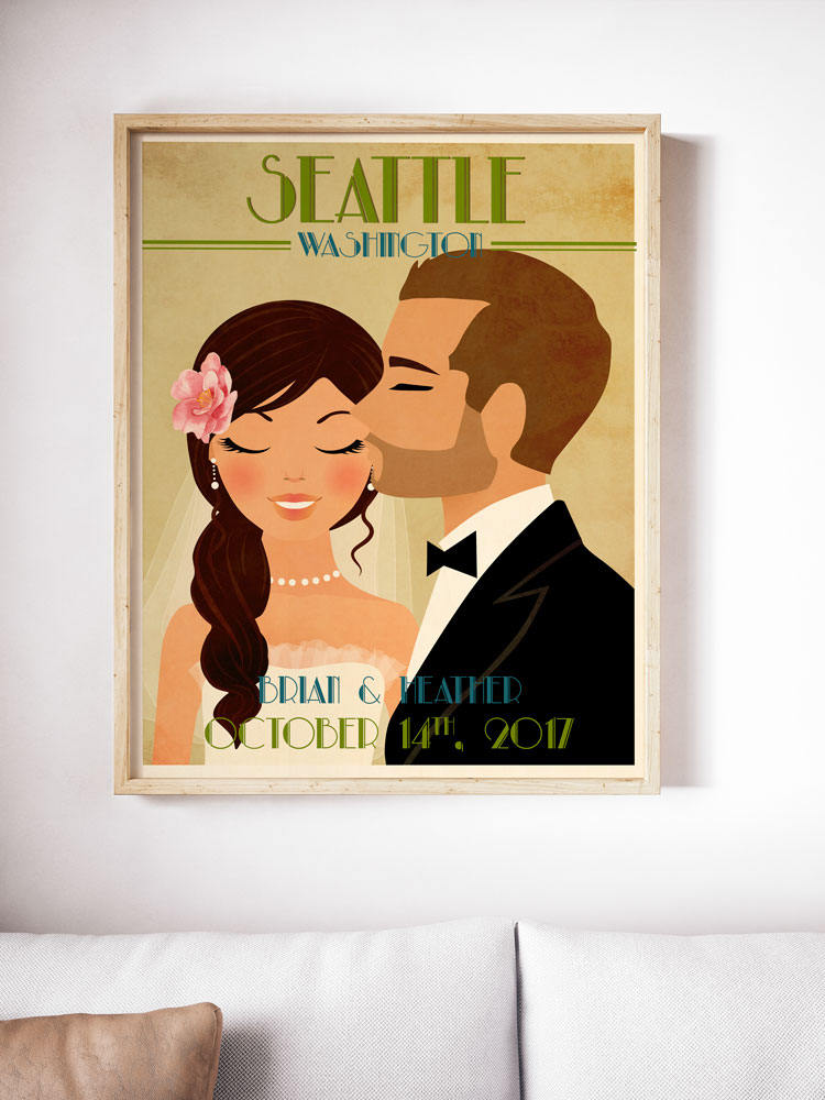 Wedding Print Custom Wedding Gift Personalized Vintage Wedding | Etsy