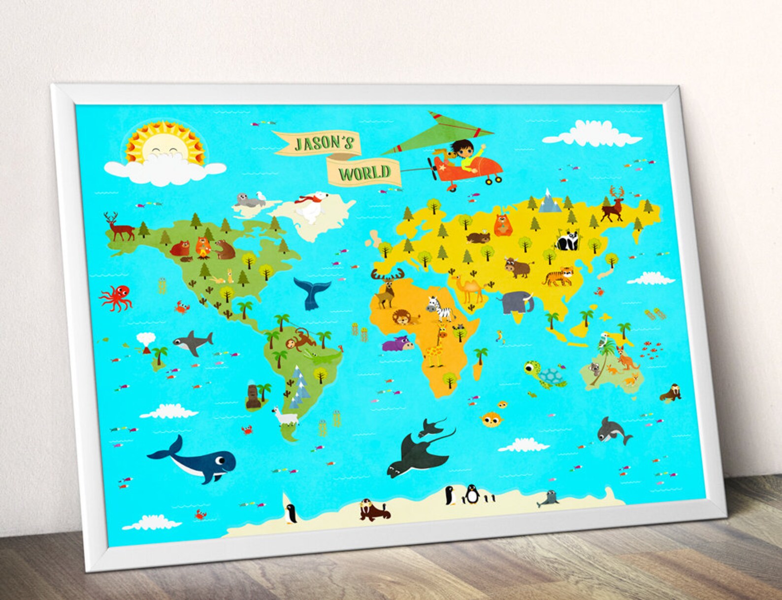 Personalized Kids World Map Nursery world map Children's Etsy