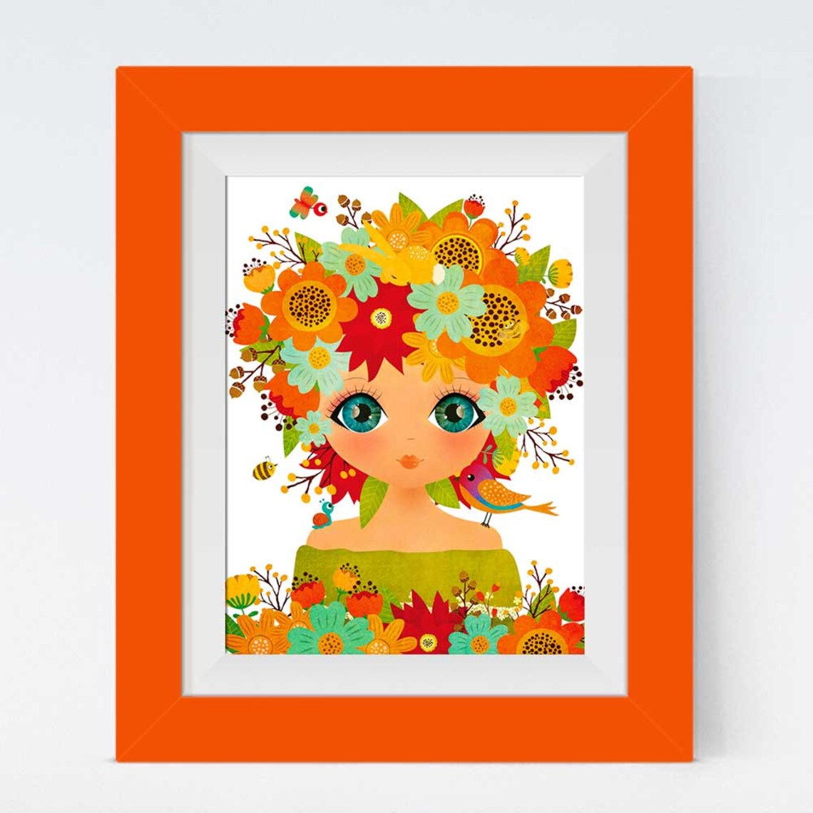 Flower Girl Art Print Wall Art Print Girl's Room Decor Etsy