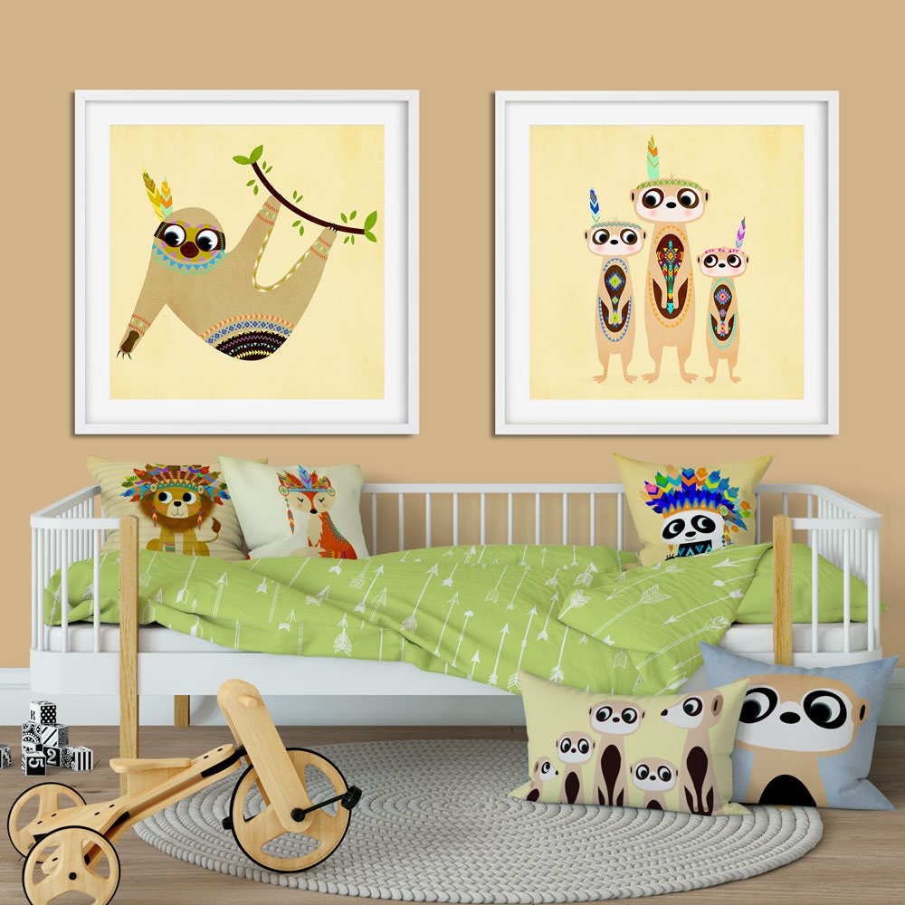 Nursery Art Print Sloth Print Sloth Decor Sloth Art Tribal - Etsy