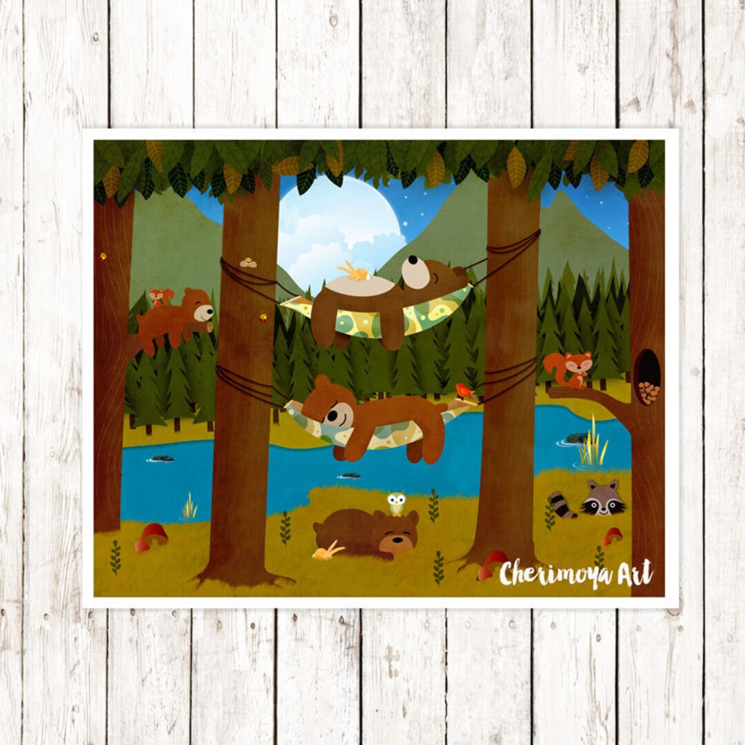Woodland Nursery Art Baby Bear Print Woodland Nursery Decor Woodland ...