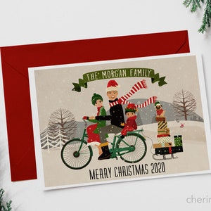 Personalisierte benutzerdefinierte Weihnachtsweihnachtskarte Weihnachtsmann-Familien-Porträt-Weihnachtspaar-Porträt benutzerdefinierte Illustration Weihnachten
