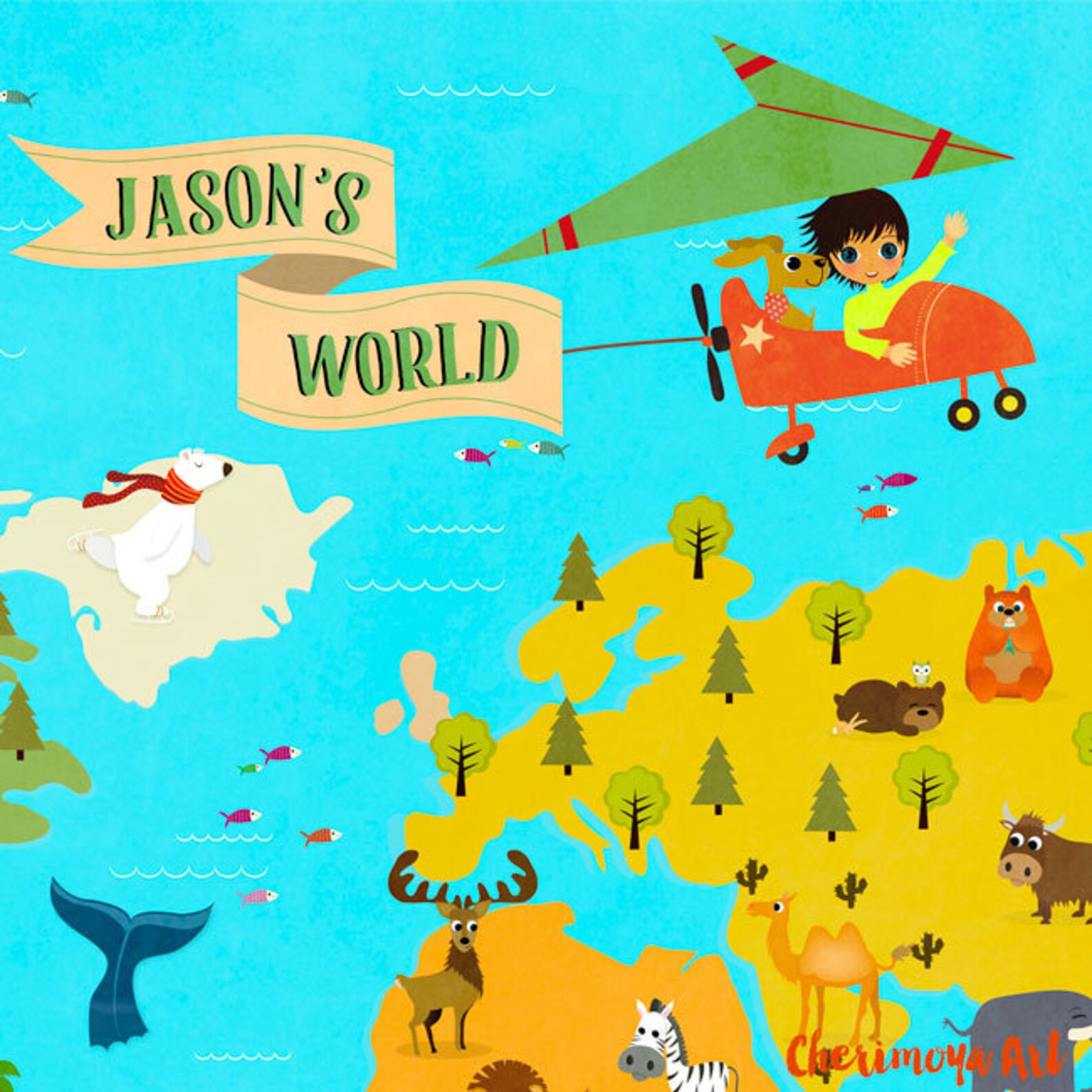 Personalized Kids World Map Nursery world map Children's Etsy