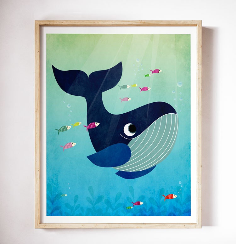 Whale Nursery Art Animal Nursery Print Ocean Wall Art Ocean Etsy
