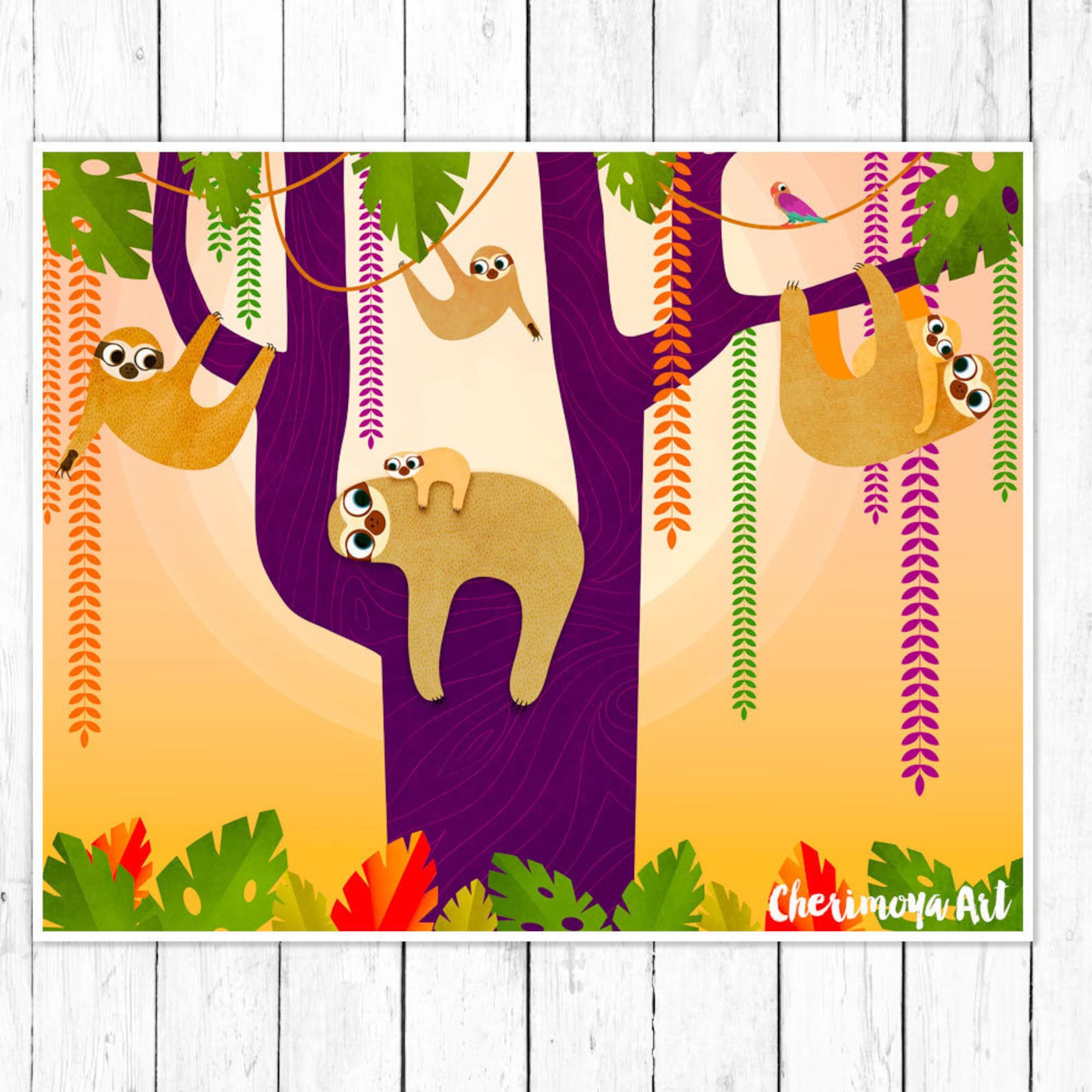 Sloth Art Print Sloth Wall Art Sloth Print Sloth Painting Etsy