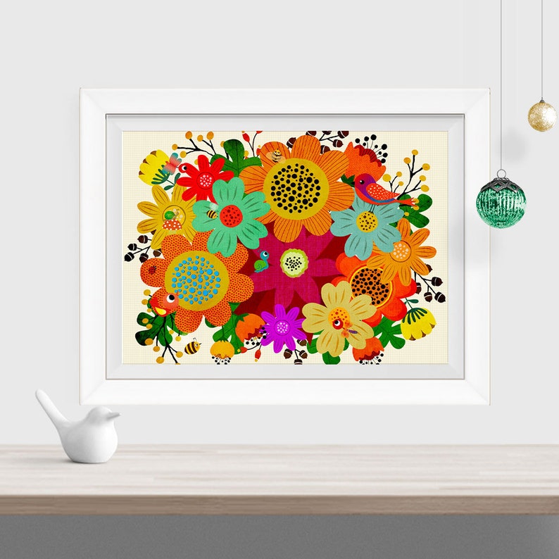 Flowers Wall Art Print Girl's Room Decor Art Illustrations Etsy