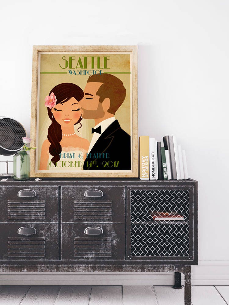 Wedding Print Custom Wedding Gift Personalized Vintage Wedding | Etsy