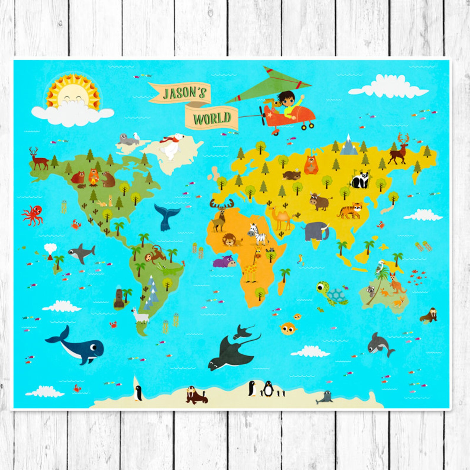 Personalized Kids World Map Nursery world map Children's Etsy