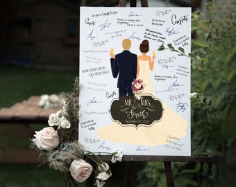 Wedding Guest Book Alternative Custom Couple Portrait Unique Guest Book  Custom Wedding Portrait Personalized Wedding Gift Guest Book Sign