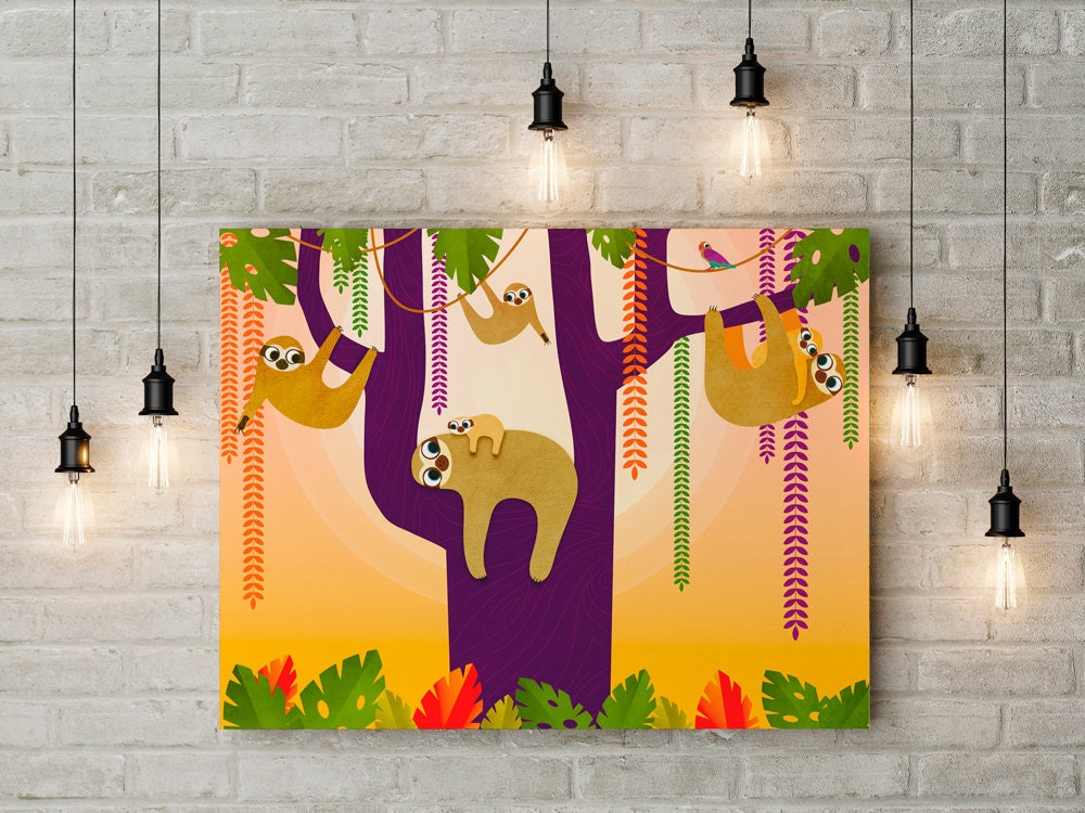 Sloth Art Print Sloth Wall Art Sloth Print Sloth Painting | Etsy