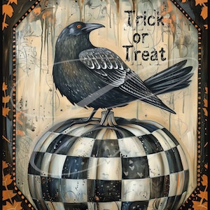 Primitive Vintage  Label jpeg Digital Jars, Tiered trays, signs, prints, Pillows, pumpkin Halloween crow Folk Art Checked Whimsical