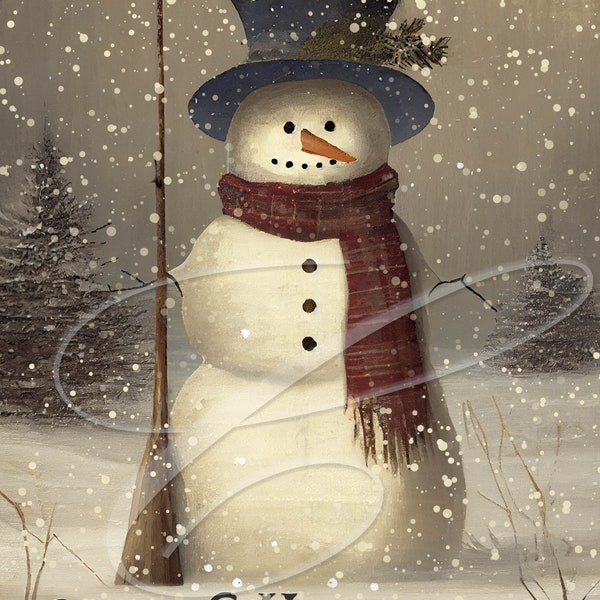 Primitive Vintage Victorian Christmas Logo Label jpeg Digital Jars, Tiered trays, sign, prints, Pillows, snowman Folk Art Whimsical Painting