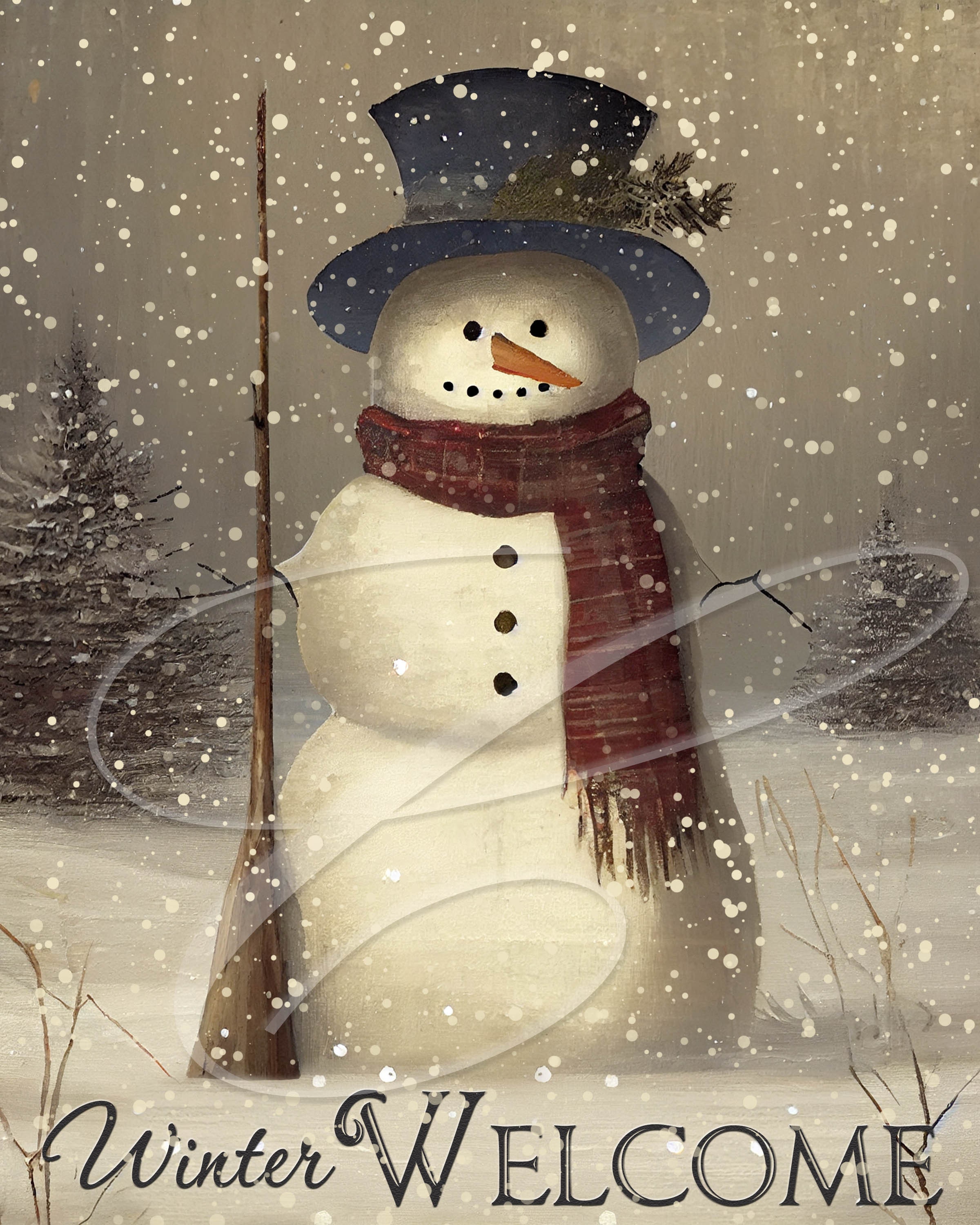 Design Works Snowman with Broom Snow Holiday Christmas Felt