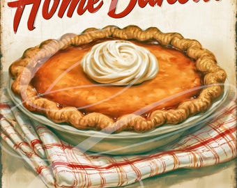 Vintage-Style Pumpkin, Apple, & Cherry Pie Home Baked Sign, Farmhouse Kitchen Print (Digital Download) THREE PACK! 8"x10"