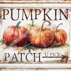 Primitive Vintage Rustic Label jpg Digital Jars, Tiered trays, signs, prints, Pillows, Harvest Fall Autumn Pumpkin Patch U Pick Farm Old