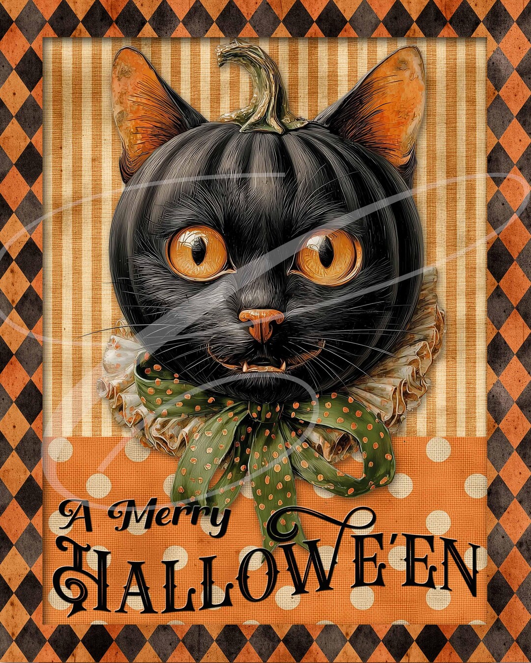 Primitive Vintage Retro Halloween Advertising Happy Whimsical