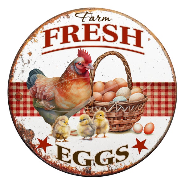 Primitive Vintage Country Label Digital PNG Jars, Tiered trays, signs, prints, Pillows Hen Chicken Fresh Eggs Chicks Basket Farm 11" round