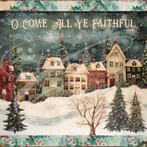Primitive Vintage Victorian Christmas Label jpg Digitale Gläser, Tiered Tablett, Schilder, Drucke, Kissen, wunderliche Dorf Mixed Media 2 Versionen!
