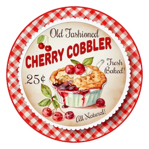 Primitieve vintage boerderij landlabel png digitale potten, gelaagde trays, kransbord, prenten, kussens, kersenrode schoenmaker rode gingham 11" rond 11"