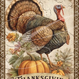 Primitive Vintage Victorian  Label jpeg Digital jpeg Jars, Tiered trays, signs, prints, Pillows, Harvest Thanksgiving Turkey TWO PACK!
