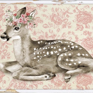 Elegant Vintage Hot Pink Toile Deer Woodland Wrapping Paper Sheets