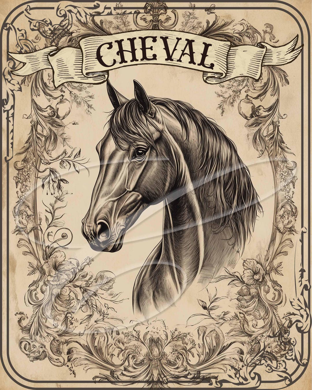 Cheval Label Primitive Vintage Farm French Country Label Digital Jpeg Jars, Tiered ...