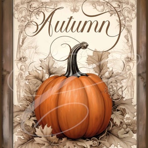 Primitive Vintage Victorian Label jpeg Digital Jars, Tiered trays, signs, prints, Pillows, pumpkin engraving Autumn Fall Harvest Scroll