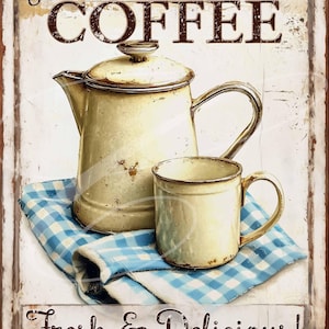 Primitive Vintage Country Label Farm Digital jpeg Jars, Tiered trays, signs, prints, Pillows coffee Blue Gingham kitchen towel Enamelware