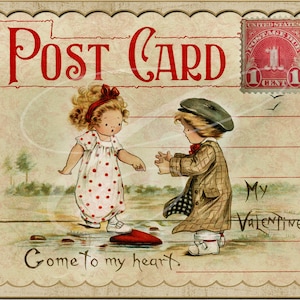 Rótulo de fazenda vintage primitiva, potes digitais jpeg, bandejas em camadas, placas, impressões, cartão postal vitoriano de dia dos namorados, selo de amor para crianças