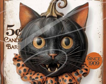 Primitive Vintage Advertisement Halloween Black Cat Licorice Co