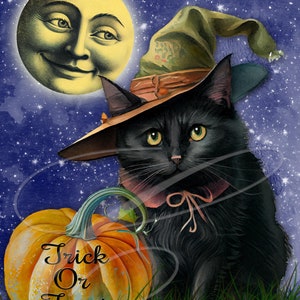 Vintage Primitive Wreath Signs JPEG Digital Pillows Folk Art Whimsical Fall Autumn Spooky Halloween pumpkin black cat Man In The moon