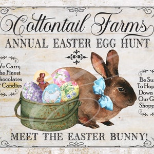 Primitive Vintage Farm Country Label jpeg Digitale Gläser, abgestufte Tabletts, Schilder, Drucke, Ostereiersuche Hase Cottontail Candy Shop Schokolade