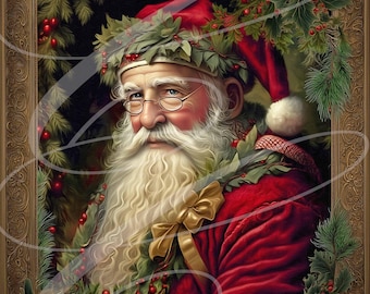 Vintage Victorian Santa Claus Christmas Print (Digital Download) THREE SIZES INCLUDED!