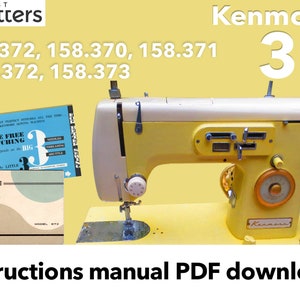 May include: A yellow Kenmore 37 sewing machine with a white top and a black foot pedal. The machine has a white dial on the right side and a black dial on the left side. The machine is sitting on a yellow surface. The text "Kenmore 37" is visible in the upper right corner of the image. The text "Instructions manual PDF download" is visible at the bottom of the image.