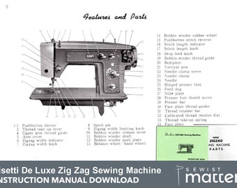 Visetti De Luxe Zigzag Sewing Machine Instruction Manual PDF Download