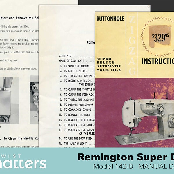 Stradivaro | Modern |  Remington Super Deluxe 142-B American Beauty Automatic ZigZag Sewing Machine Manual PDF Download