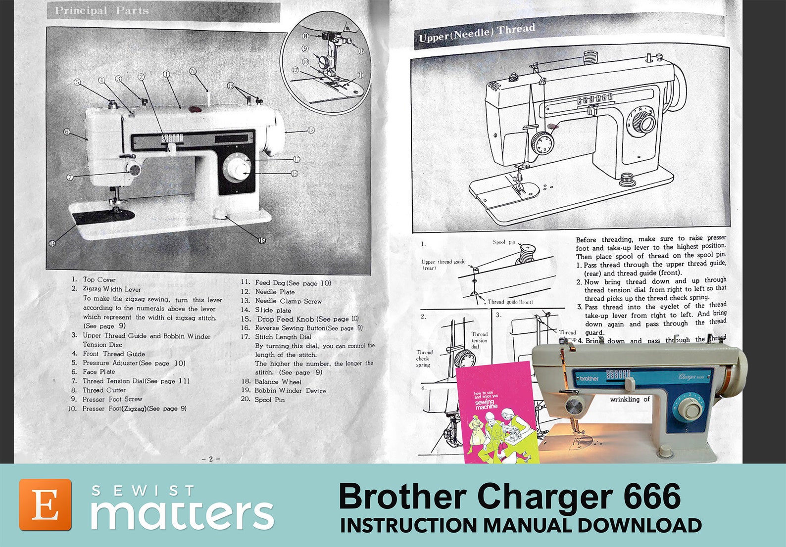 Brother Charger 666 Sewing Machine Manual PDF Download Etsy México