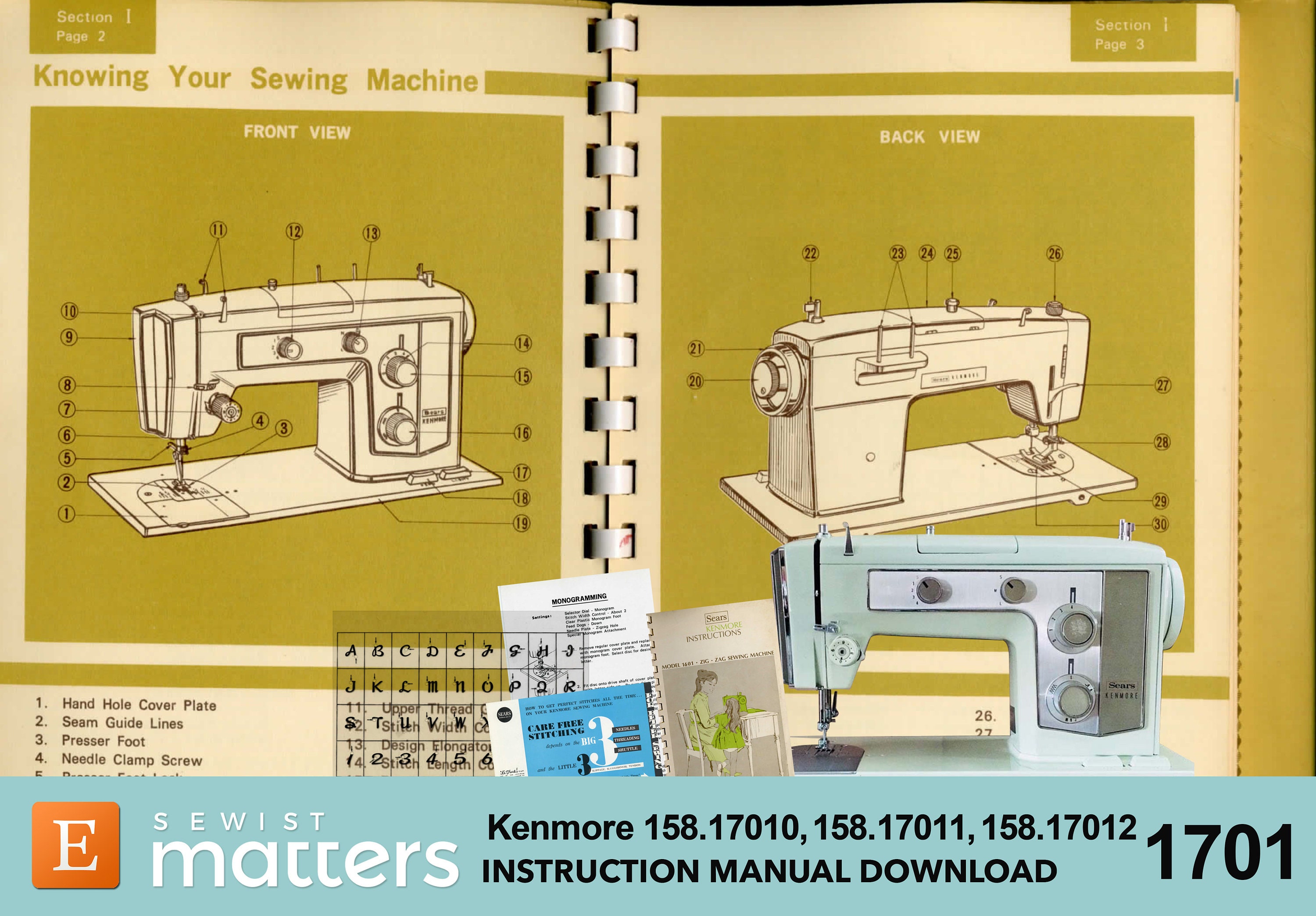 Replacement Parts for Vintage Sears Kenmore Model 158.12000 Sewing Machine