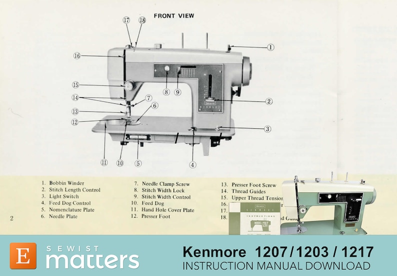 Kenmore 1207, 148.1207, 14812070, 14812071, 1203, 1217 Sewing Machine