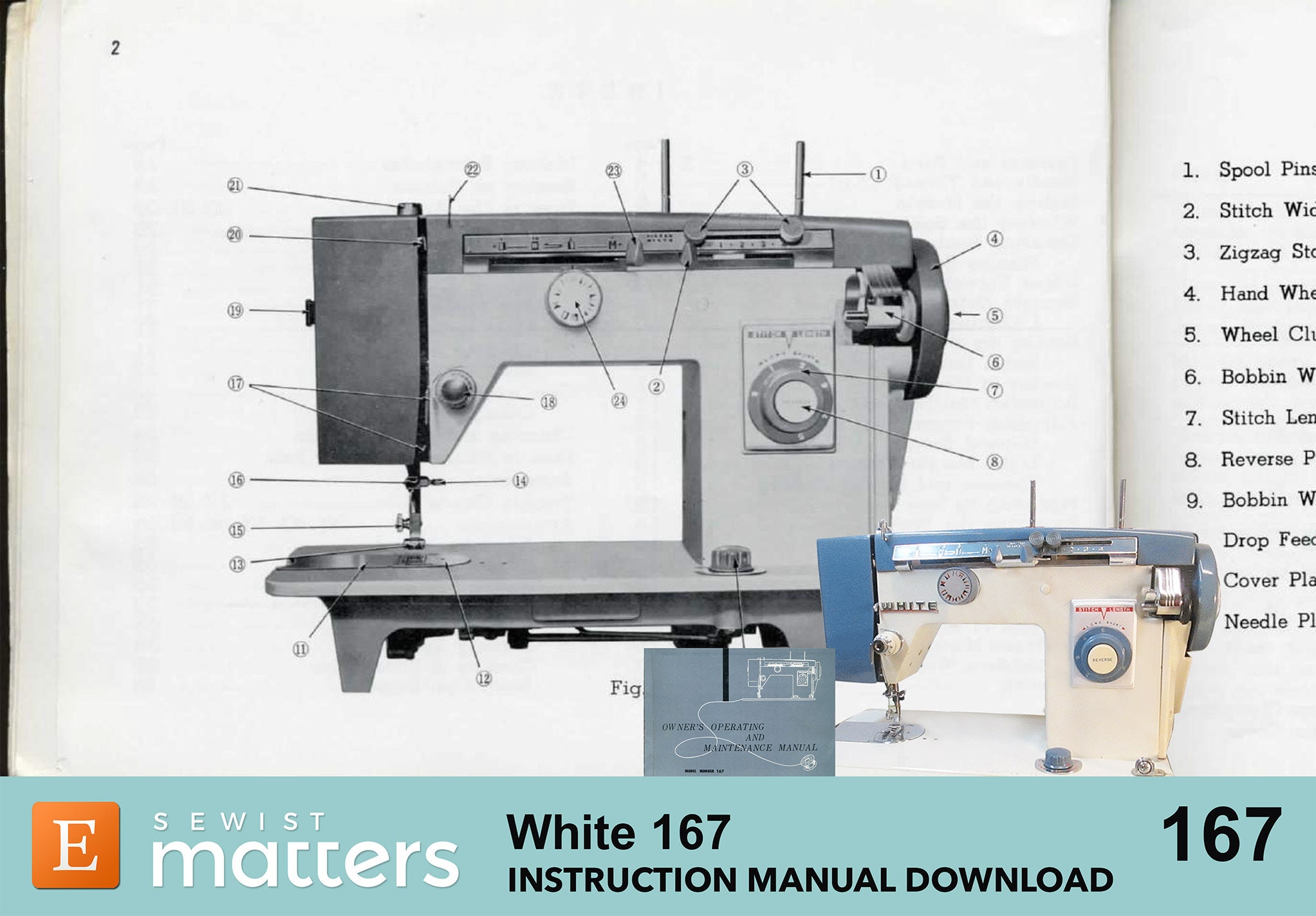 Manual de instrucciones de la máquina de coser en zigzag White 167