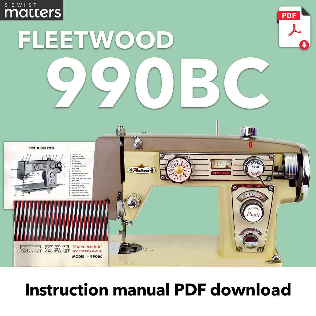 Easy Does It ビンテージ　本　洋書 Fleetwood 990BC Zig Zag Sewing Machine Manual PDF Download