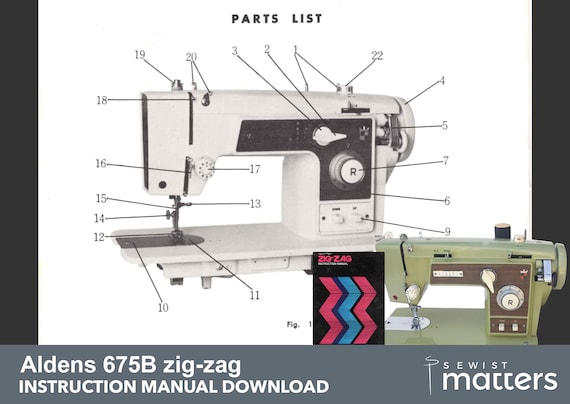 Aldens 675B Sewing Machine Instruction Manual PDF Download - Etsy.