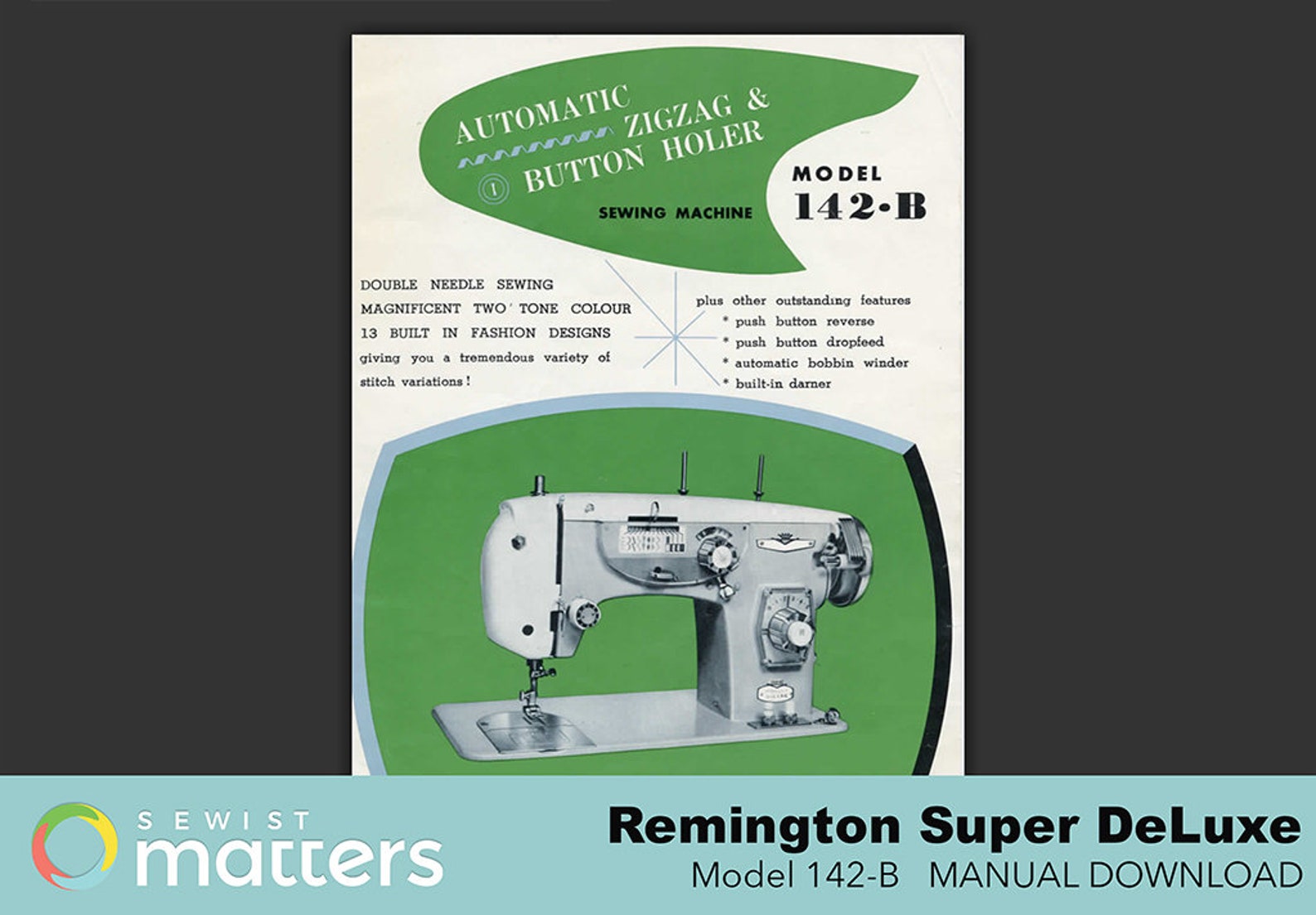 Stradivaro Modern Remington Super Deluxe 142B American Beauty Automatic Zigzag Sewing Machine